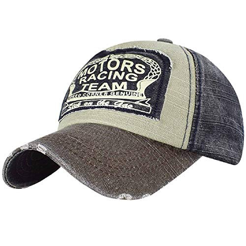Unisex Cotton Baseball Cap Snap Back Edge Trucker Motors Racing Motorcycle Biker Hat -Coffee-