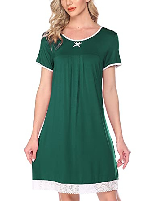 Hotouch Women Plus Size Sleepshirt Nightgowns for Women Lace Nightgown Short Sleeve Sleepwear Sexy Sleep Shirt Dress V Neck Lace Night Shirts Green XXL Hotouch Women Plus Size Sleepshirt Nightgowns for Women Lace Nightgown Short Sleeve Sleepwear Sexy Sleep Shirt Dress V Neck Lace Night Shirts Green XXL