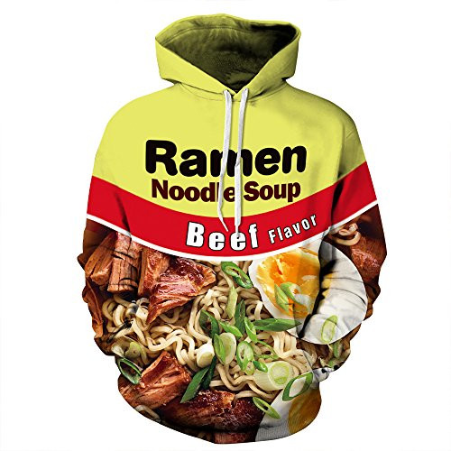 PIZOFF Unisex 3D Digital Ramen Noodle Beef Hoodie Pullover Long Sleeve Hooded Sweatshirts Pockets AM006-02-XL