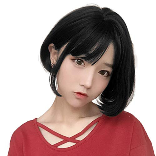 aiyaya Short Bob Wig Bangs - Bob Synthetic Wig For Women Cosplay Costume- Natural Hair Lolita Wig with Wig Cap -Black- aiyaya Short Bob Wig Bangs - Bob Synthetic Wig For Women Cosplay Costume- Natural Hair Lolita Wig with Wig Cap -Black-