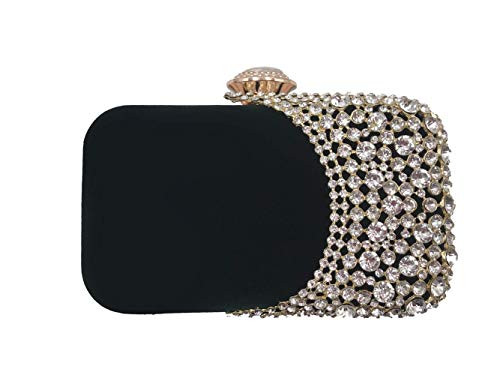 Womens Rhinestone Evening Bag Bridal Clutch Purse Wedding Party Cocktail Handbag -GREEN-