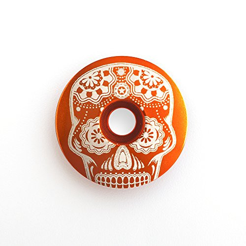 KustomCaps Sugar Skull -Center of Head- 1 1/8inch Headset Cap Orange