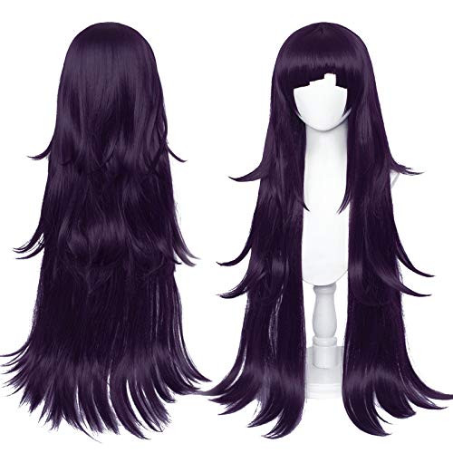 SL Purple Wig for Mikan Tsumiki Danganronpa Long Curly Cosplay Hair Wig for Halloween Party Plus Cap