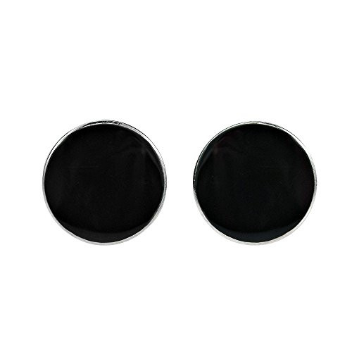 Simulated Black Onyx Round .925 Sterling Silver Stud Earrings