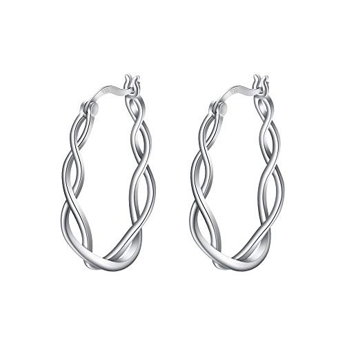 BriLove Hoop Earrings for Women- 925 Sterling Silver Irish Celtic knot Infinity Hoop Earrings