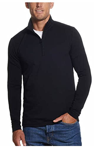 Weatherproof Vintage Mens Quarter Zip Pullover Black/Large