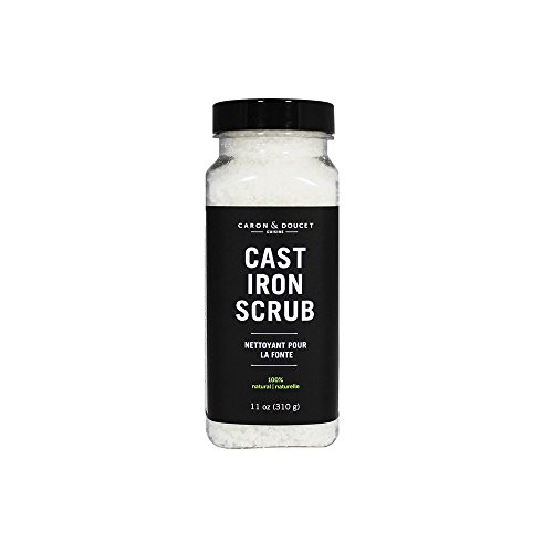 Caron & Doucet - Cast Iron Salt Scrub - Cleans Stuck on Food & Removes Rusts While Protecting Cast Iron Seasoning - Unlike Metal Scrubbers, This Will Not Scratch The Surface. (11oz)