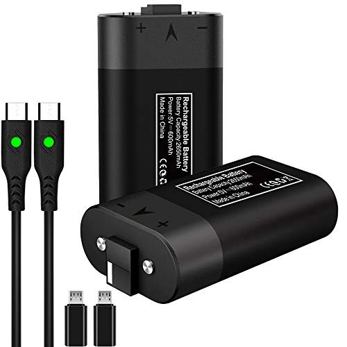 Xbox Controller Battery Pack- 2 Pack Portable 2650mAh Rechargeable Battery Power Bank Kit with USB C Charging Cable  and  LED Indicator for Xbox Series X/S- Xbox ONE S/X- Xbox ONE Elite 2 Controller