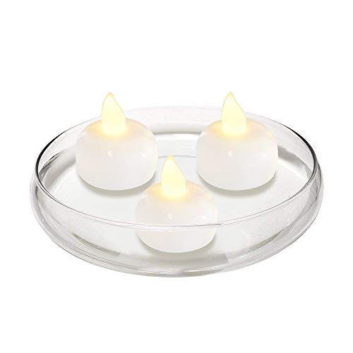 AnniBlue 12 Packs Waterproof Flameless Floating Tealights, Warm White Battery Flickering LED Tea Lights Candles - Wedding, Party, Centerpiece, Pool & SPA