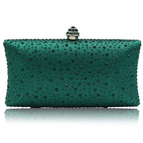 Women Handbags Rhinestone Party Prom Wedding Bride Evening Bags Crystal Party Clutches Bag -Green-