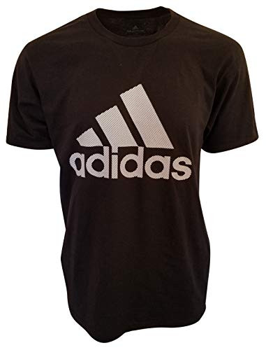 adidas Men's Badge of Sport Graphic Tee -Medium- Black/White -Striped Logo-