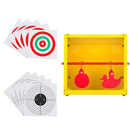 GearOZ BB Trap Target- Paper Target and Resetting Metal Silhouettes Shooting Targets for Pellet Gun Airsoft BB Gun Yellow