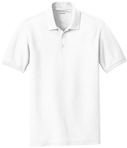 Joe's USA Mens Core Classic Pique Polo Shirt-White-M