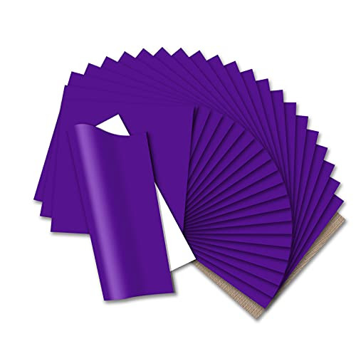 HTVRONT HTV Heat Transfer Vinyl Bundle- 24 Pack 12inchx12inch Purple Iron on Vinyl Sheets for T-Shirt -1 Teflon Sheet Included-- Purple PU HTV Vinyl Easy to Cut  and  Weed for Heat Vinyl Design