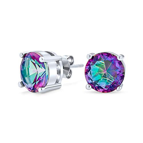 3CT Round Black Mystic Rainbow Cubic Zirconia Solitaire CZ Stud Earrings For Men For Women 925 Sterling Silver 9MM 3CT Round Black Mystic Rainbow Cubic Zirconia Solitaire CZ Stud Earrings For Men For Women 925 Sterling Silver 9MM