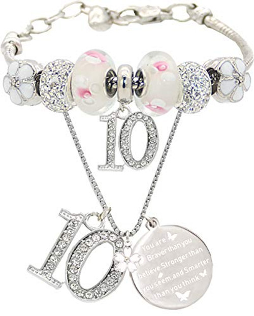 10th Birthday Gifts for Girl- 10th Birthday- 10 Year Old Birthday- 10th Birthday Bracelet- 10th Birthday Necklace- 10 Year Old Daughter Birthday Gift Idea- Bracelet and Necklace for 10 year old girl