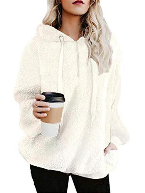 onlypuff Pullover Hoodie Women Slouchy Sweaters Sherpa White Tunic Tops Warm M onlypuff Pullover Hoodie Women Slouchy Sweaters Sherpa White Tunic Tops Warm M
