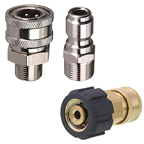 Tool Daily Pressure Washer Adapter Set- Quick Connect Socket for Pressure Washer Gun and Hose- 5000 PSI