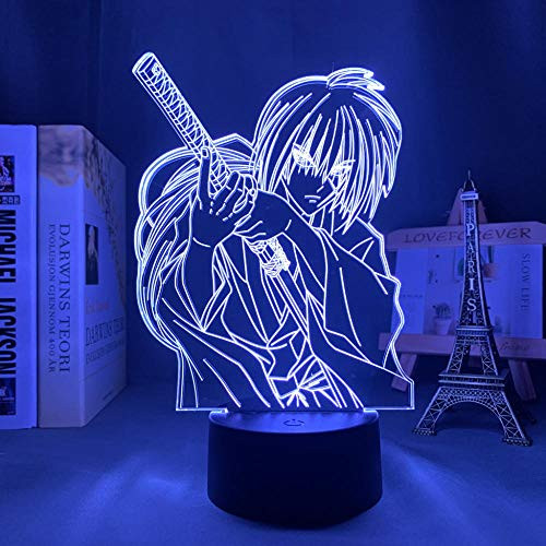 3D Anime Lamp 3D Lamp Anime Rurouni Kenshin  and  Himura Figure Led Light for Bedroom Decor Nightlight Manga Birthday Gift Room Led Night Light