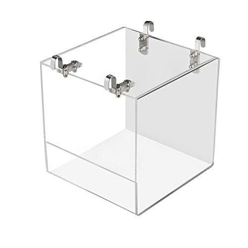 QX-Pet Supplies Cube Bird Bathtub Acrylic Bird Bath Shower Box Bowl with Stainless Steel Hooks No-Leakage Hanging in Cage for Little Bird Canary Budgerigar Parrots Crested Myna Cockatiel Lovebird