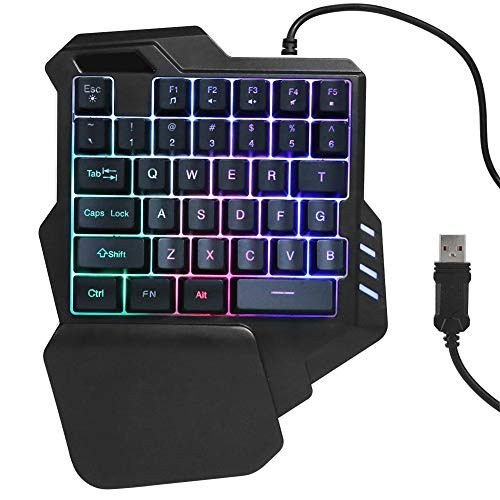 One-Hand Gaming Keyboard- USB Wired 35 Keys Single Hand Mechanical Gaming Keypad Multimedia Mini One-Hand Gaming Keypad with LED Colorful Backlit- for Win- for OS X- etc.-G30-
