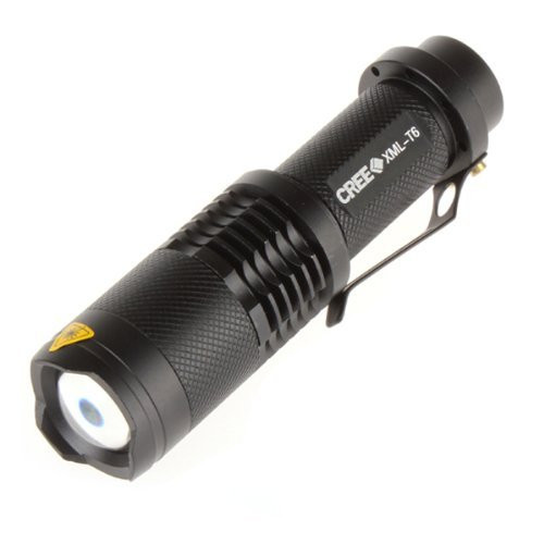WindFire 1600 Lumens Zoomable Cree Xm-l T6 5-Mode LED 18650 Zoomable Mini Flashlight Torch Lamp LightPlus 2 x 4000mAh WindFire 18650 Rechargeable BatteryPlus US Plug AC Charger