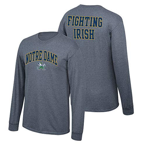Elite Fan Shop Notre Dame Fighting Irish Men's Dark Heather Back Long Sleeve Tee- Medium