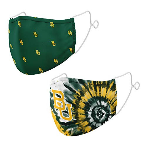 Top of the World NCAA Baylor Bears Unisex Team Color Face Mask 2-Pack- Baylor Bears Forest Green- One Size -MTW_300 and 330-