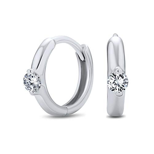 Round Cubic Zirconia Solitaire Accent CZ Small Kpop Huggie Hoop Earrings For Women For Men 925 Sterling Silver Round Cubic Zirconia Solitaire Accent CZ Small Kpop Huggie Hoop Earrings For Women For Men 925 Sterling Silver