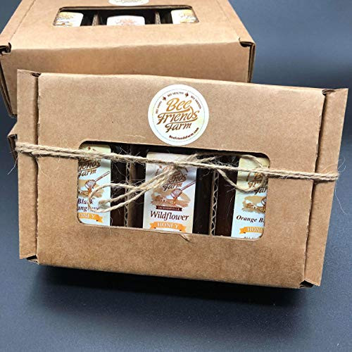 Florida Honey Sample Pack- Three 3oz Raw- Honey Varietals in one Twine Wrapped Kraft Box -Wildflower Honey- Orange Blossom Honey- and Black Mangrove Honey-
