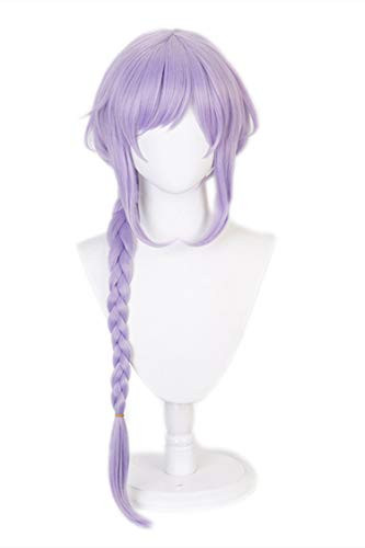 LeMarnia Anime Genshin Impact Qiqi Cosplay Wig Light Purple Twist Braided Long Hair Halloween Party Wig