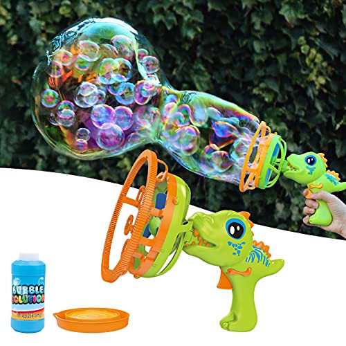 IFLOVE Bubble Machine Bubble Blower Dinosaur Bubble Gun Toy-Bubble Machine for Kids Giant  and  Small Bubble Maker with 8 oz Bubble Solution Gift for Girls and Boys 3 4 5 6 Years Old for Outdoor -Green-