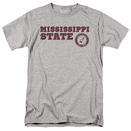 Mississippi State University Official Block Text Unisex Adult T Shirt-Athletic Heather- 2X-Large