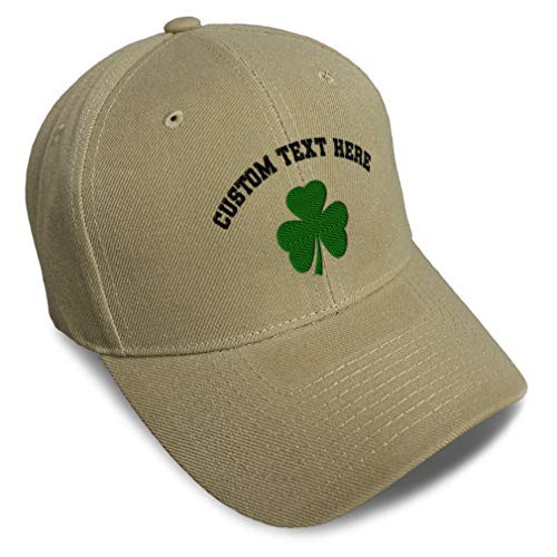 Custom Baseball Cap Shamrock Irish Embroidery Acrylic Dad Hats for Men  and  Women Strap Closure Khaki Personalized Text Here