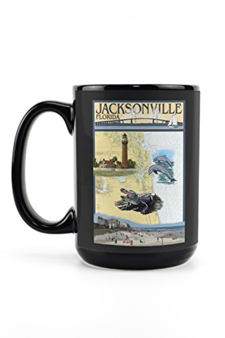 Lantern Press Jacksonville- Florida- Nautical Chart -15oz Black Ceramic Mug- Dishwasher and Microwave Safe- Lantern Press Jacksonville- Florida- Nautical Chart -15oz Black Ceramic Mug- Dishwasher and Microwave Safe-
