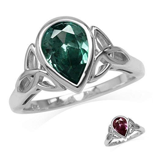 Silvershake 10X7mm Pear Shape Simulated Color Change Alexandrite 925 Sterling Silver Triquetra Celtic Knot Ring Size 9.5 Silvershake 10X7mm Pear Shape Simulated Color Change Alexandrite 925 Sterling Silver Triquetra Celtic Knot Ring Size 9.5
