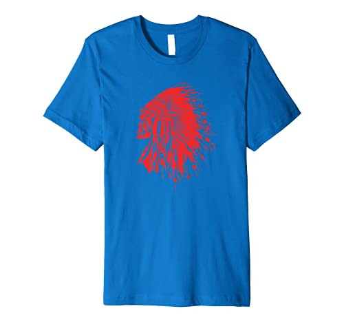 Vintage Native American Indian Design - Skull  and  Headdress Premium T-Shirt Vintage Native American Indian Design - Skull  and  Headdress Premium T-Shirt