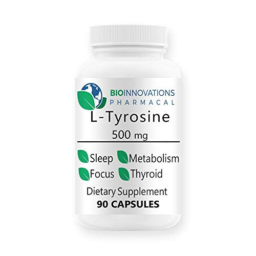 Bio-Innovations L-Tyrosine Allergy Free Amino Acid for Sleep- Thyroid Support- Memory Cognitive Health- Metabolism- Dopamine and Norepinephrine Precursor- Supports Healthy Stress Response 90 Capsules Bio-Innovations L-Tyrosine Allergy Free Amino Acid for Sleep- Thyroid Support- Memory Cognitive Health- Metabolism- Dopamine and Norepinephrine Precursor- Supports Healthy Stress Response 90 Capsules