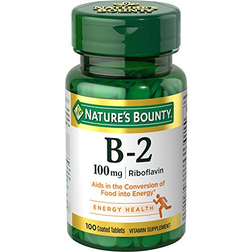 Nature's Bounty Vitamin B-2 100 mg- 100 Coated Tablets -Pack of 2-