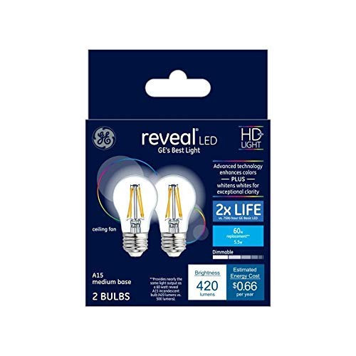 GE Reveal 60-Watt EQ A15 Color-Enhancing Dimmable LED Light Bulb -2-Pack- GE Reveal 60-Watt EQ A15 Color-Enhancing Dimmable LED Light Bulb -2-Pack-