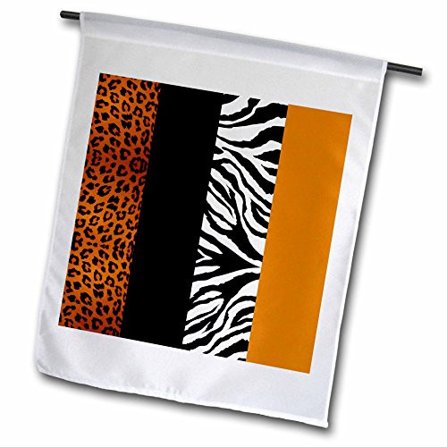 3dRose Fl_35442_1 Animal Print Leopard and Zebra Garden Flag- 12 by 18-Inch- Orange Black and White