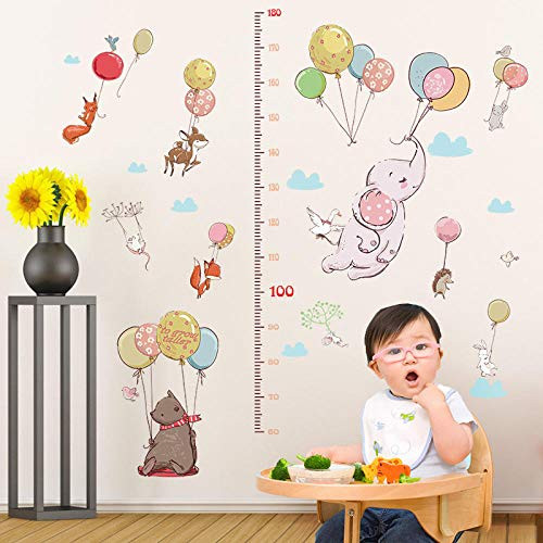 Wall Sticker Cartoon Animal Zoo Balloon Height Chart Stickers Children's Bedroom Kindergarten Classroom Poster Sticker Wall Sticker Cartoon Animal Zoo Balloon Height Chart Stickers Children's Bedroom Kindergarten Classroom Poster Sticker