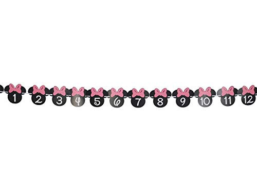 Minnie Mouse 12 month photo Banner[Hot Pink] | Photo Birthday Banner | Minnie mouse birthday Banner |Minnie mouse party supplies|Minnie mouse clubhouse party|Minnie mouse birthday banner|1st birthday