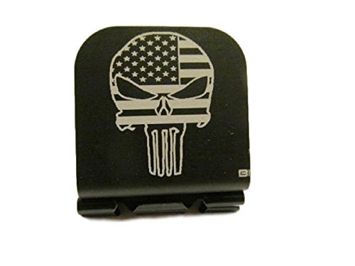 Thunderbolt Gunworks American Flag Skull Laser Etched Hat Clip Black