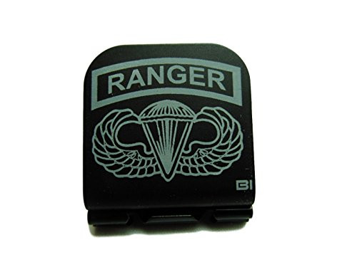 Thunderbolt Gunworks Ranger Tab  and  Airborne Wings Laser Etched Hat Clip Black