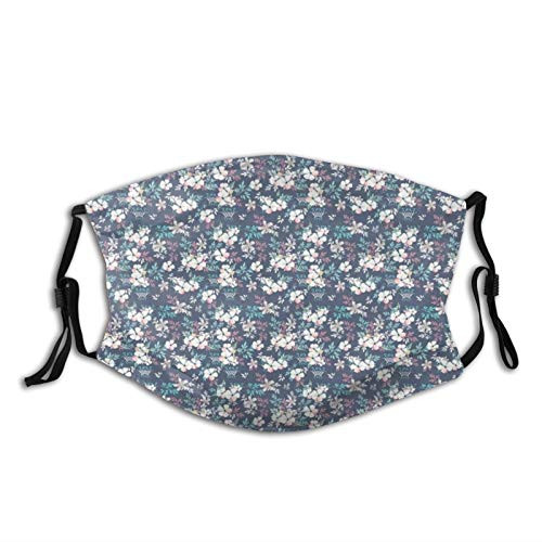 ETHAICO Fillter Cloth for Unisex-Neat Floral Pattern Soft Tones Leaves Spring Romance Ornaments Print-Reusable Windproof Cloth Half Face Double Protection