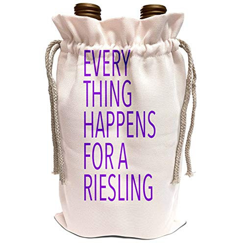 3dRose EvaDane - Funny Sayings - Everything Happens For A Riesling Purple - Wine Bag -wbg_306102_1-