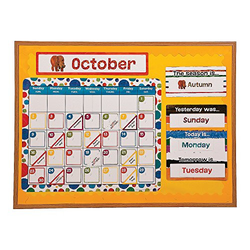 Fun Express - Eric Carle Calendar - Educational - Classroom Decorations - Bulletin Board Decor - 150 Pieces