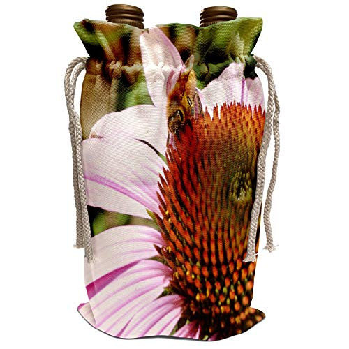 3dRose Patricia Sanders Flowers - Purple Coneflower and Bee - Wine Bag -wbg_25147_1-
