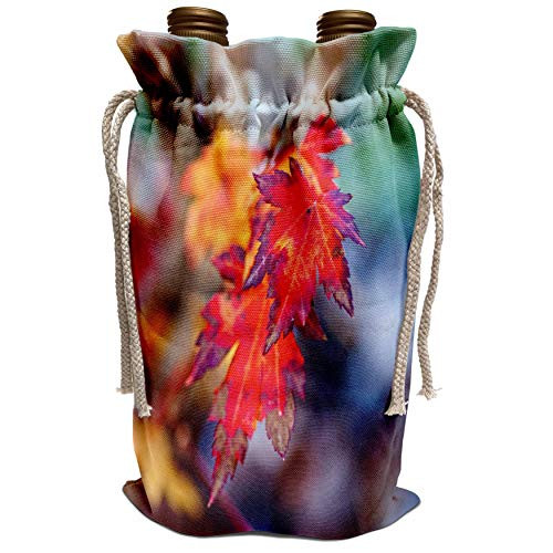 3dRose Red and orange Japanese maple leaves in the autumn season - Wine Bags -wbg_328760_1-